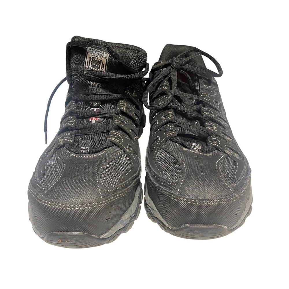 Skechers Work Mens Steel Toe Shoes Black Charcoal EH Safety Sneakers 77055 BKCC